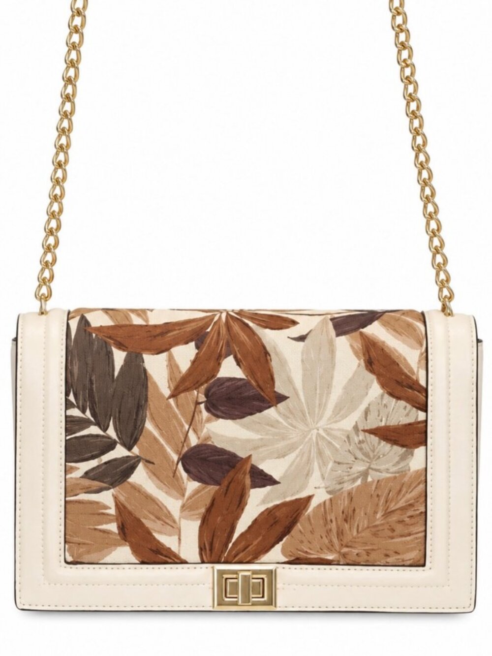 INC International Concepts Cream Tropical Flap Shoulder Bag